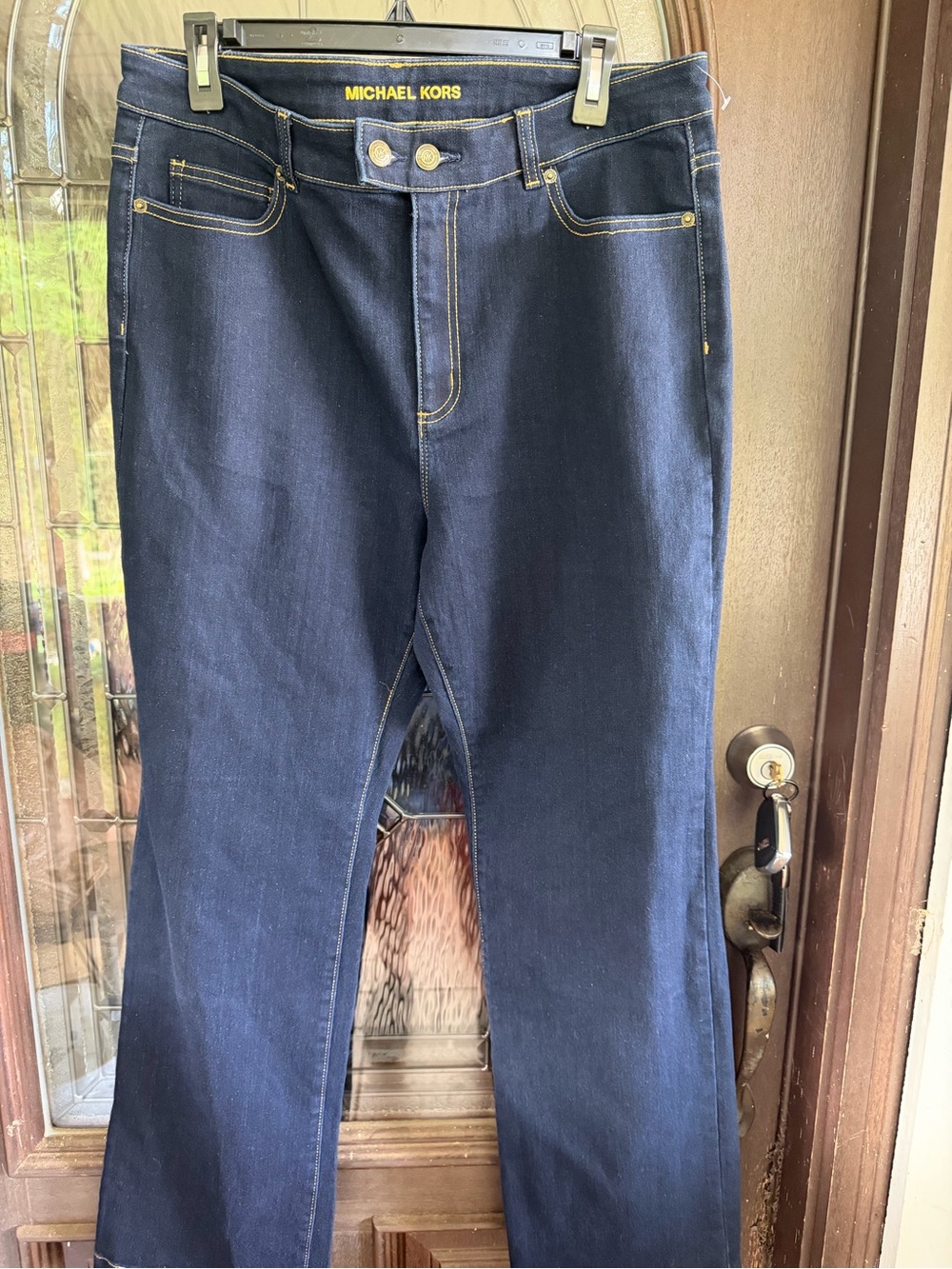 Michael Kors Dark Blue Jeans with Gold Stitching